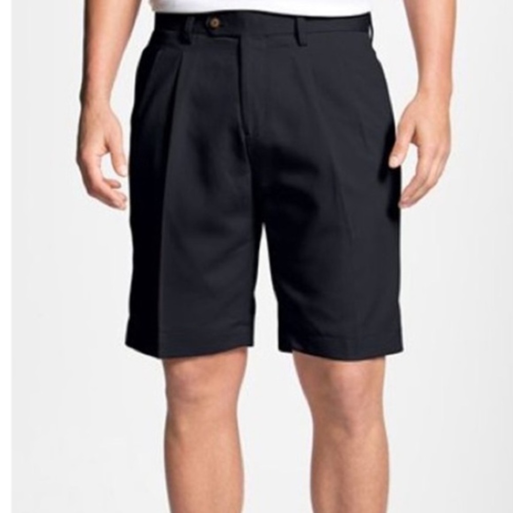 CUTTER & BUCK NAVY BLUE GOLF PLEATED FRONT COTTON RAYON DRESS SHORTS 38